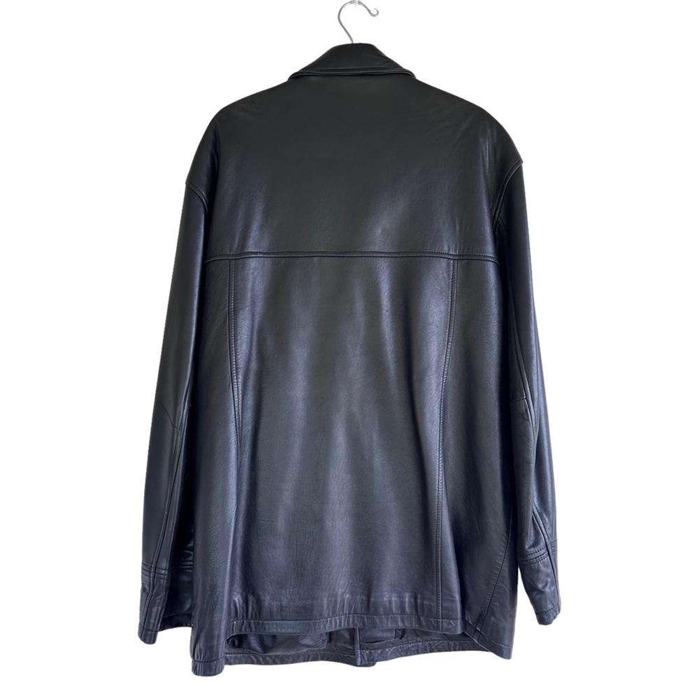 Oversized Boyfriend Black Lambskin Leather Coat Jacket Buttery Soft Quiet Luxury - Picture 7 of 13